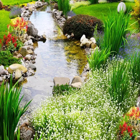 Image of Peaceful Stream and Rock Floor Mural, Custom Sizes Available