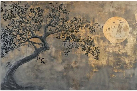 Image of Enchanting Moon Back-lit Tree Wallpaper Mural, Custom Sizes Available