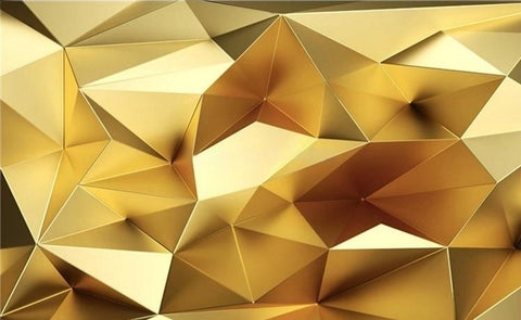Image of Golden Geometric Polygon Wallpaper Mural, Custom Sizes Available