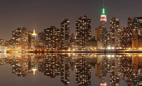 Image of City Harbor Night View Wallpaper Mural, Custom Sizes Available