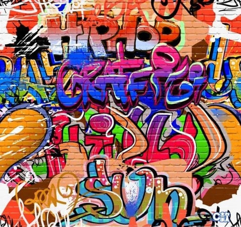 Image of Colorful Graffiti Wallpaper Mural, 3 Styles To Choose From, Custom Sizes Available