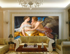 Beautiful Painting of Cupid and Psyche Wallpaper Mural, Custom Sizes Available