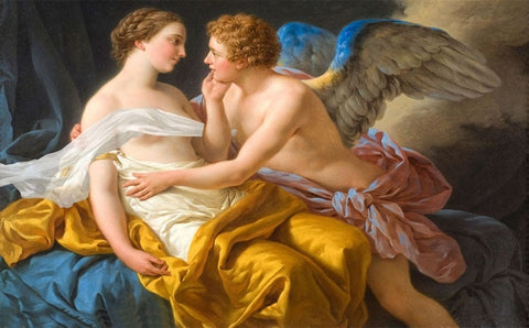 Image of Beautiful Painting of Cupid and Psyche Wallpaper Mural, Custom Sizes Available