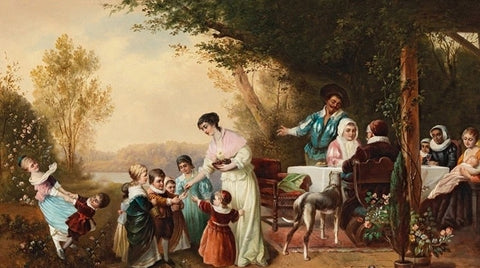 Image of Painting of Family Gathering Wallpaper Mural, Custom Sizes Available