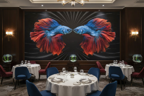 Image of Awesome Beta Fish Face-Off Wallpaper Mural, Custom Sizes Available