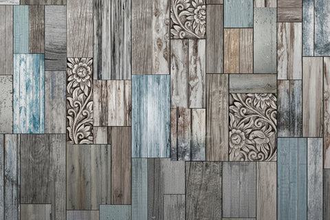 Image of Decorative Old Wooden Board Wallpaper Mural, Custom Sizes Available