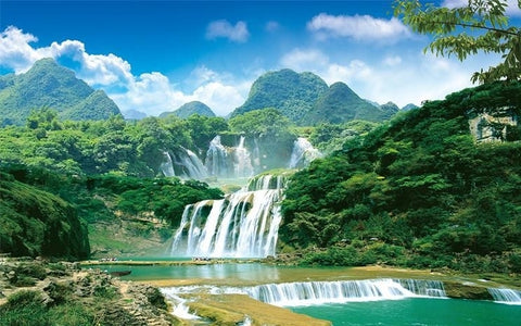 Image of Majestic Waterfalls Wallpaper Mural, Custom Sizes Available