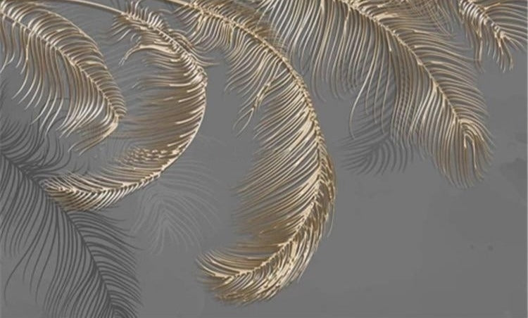 Gold Palm Leaves Wallpaper Mural, Custom Sizes Available