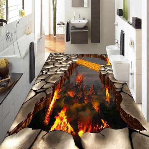 Image of Mural autoadhesivo para piso Magma Pit, tamaños personalizados disponibles