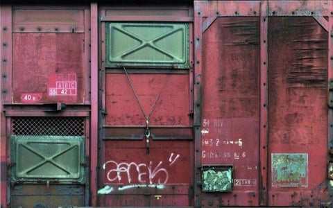 Image of Mural de pared y puerta de hierro oxidado, tamaños personalizados disponibles