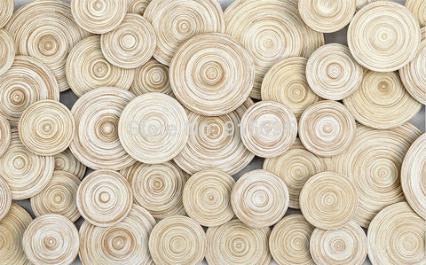 Image of Wood Ring Layered Design Wallpaper Mural, Custom Sizes Available
