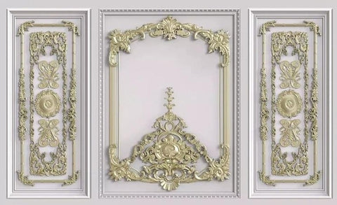 Image of Mural de papel tapiz con panel adornado, tamaños personalizados disponibles