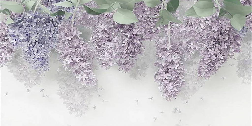 Mural de papel pintado con guirnalda de lavanda y lila, tamaños personalizados disponibles