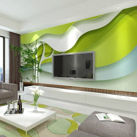 Image of 3-D Abstract Green Trees Wallpaper Mural, Custom Sizes Available Maughon's