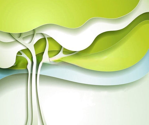 Image of 3-D Abstract Green Trees Wallpaper Mural, Custom Sizes Available Wall Murals Maughon's