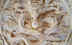 3D Ivory Chinese Dragon Relief Wallpaper Mural, Custom Sizes Available