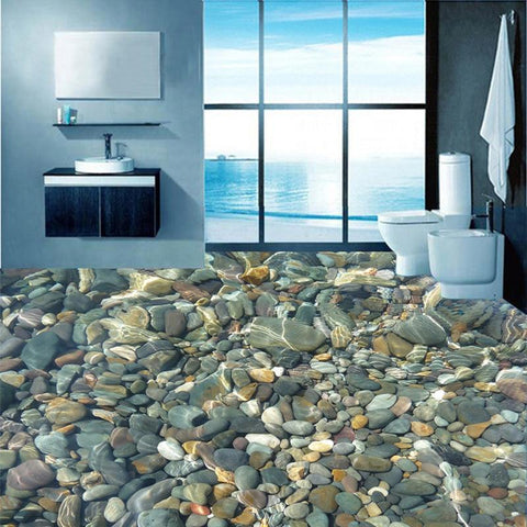 Image of 3D Cobblestone Vinyl PVC Floor Mural, Self Adhesive, Custom Sizes Available Household-Wallpaper-Floor Maughon's