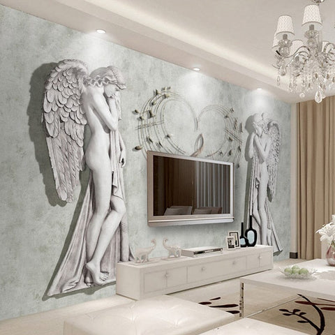 Image of 3D Elegant Angels Sculpture Wallpaper Murals, Custom Sizes Available Wall Murals Maughon's