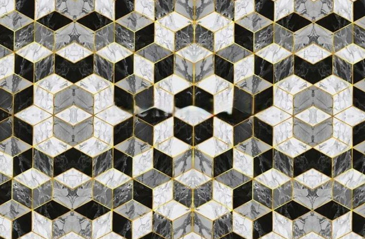 3D Marble Diamond Shaped Vinyl PVC Floor Mural, Self Adhesive, Custom Sizes Available Household-Wallpaper-Floor Maughon's