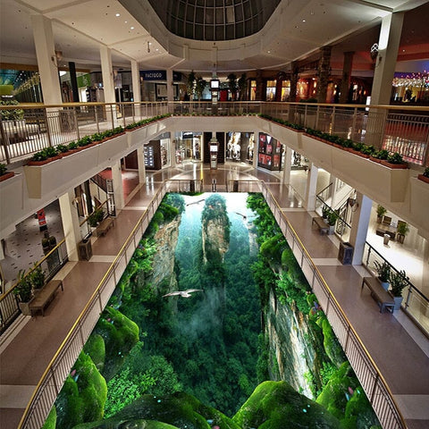 Image of 3D Mountainous Cliffs Floor Mural, Custom Sizes Available Floor Murals Maughon's 