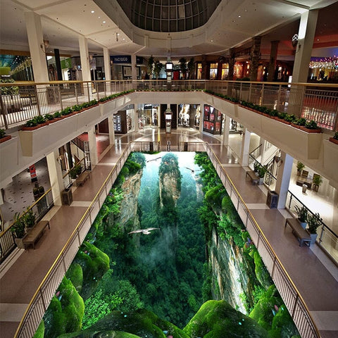 Image of 3D Mountainous Cliffs Floor Mural, Custom Sizes Available Floor Murals Maughon's