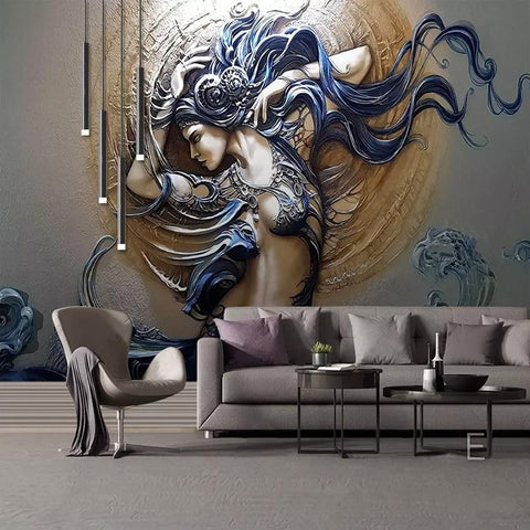 Image of 3D Relief Dancing Lady Wallpaper Mural, Custom Sizes Available Maughon's