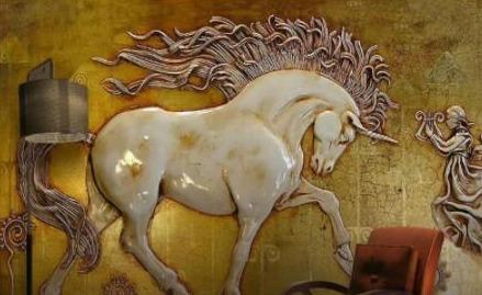 Image of 3D Relief Unicorn Wallpaper Mural, Custom Sizes Available Household-Wallpaper Maughon's
