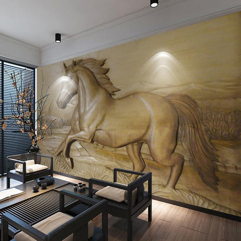 Image of 3D Stereoscopic Relief Horse Wallpaper Mural, Custom Sizes Available Household-Wallpaper Maughon's