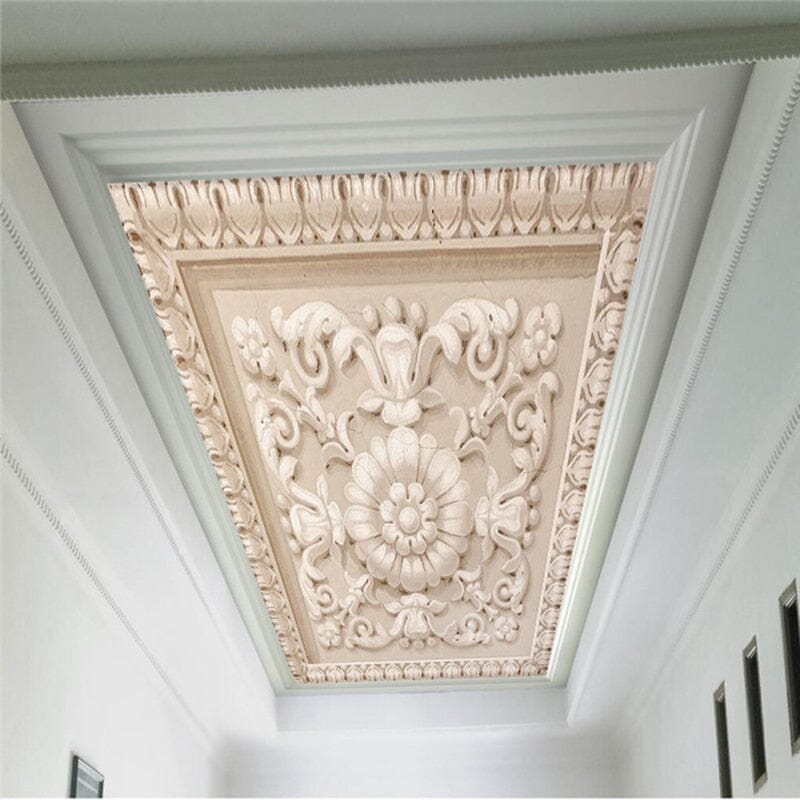 3D Stone Carving Ceiling Wallpaper Mural, Custom Sizes Available Ceiling Murals Maughon's