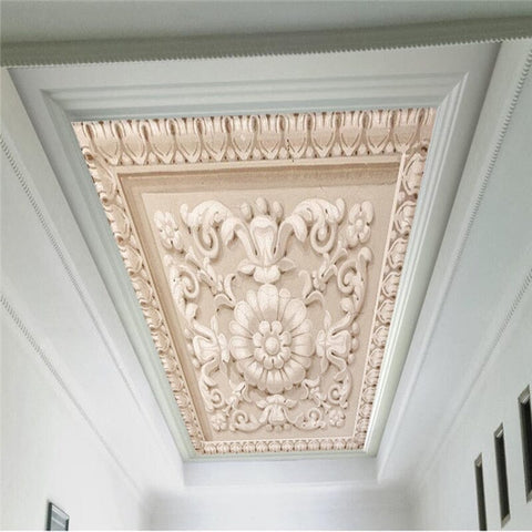 Image of 3D Stone Carving Ceiling Wallpaper Mural, Custom Sizes Available Ceiling Murals Maughon's
