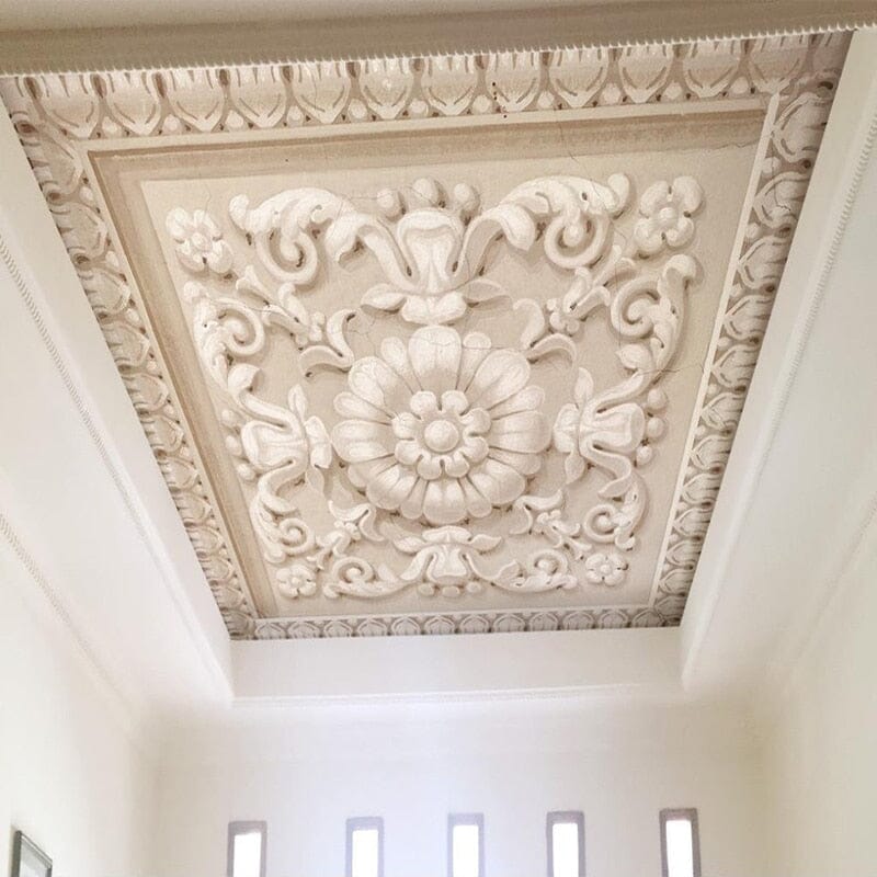 3D Stone Carving Ceiling Wallpaper Mural, Custom Sizes Available Ceiling Murals Maughon's Waterproof Canvas