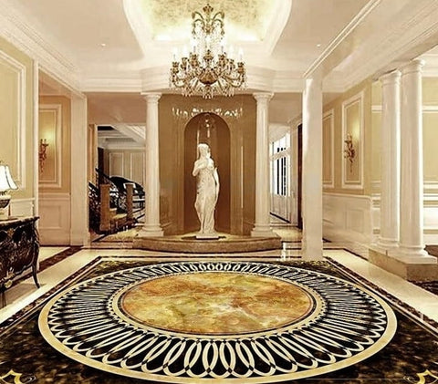 Image of European Style Marble-look Vinyl PVC Floor Mural, Self Adhesive, Custom Sizes Available