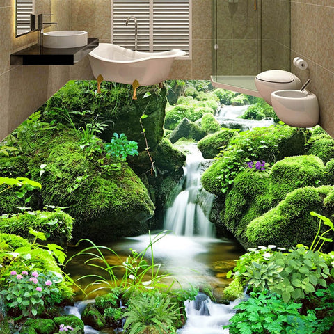 Image of Mossy Creek Stream Self Adhesive Floor Mural, Custom Sizes Available