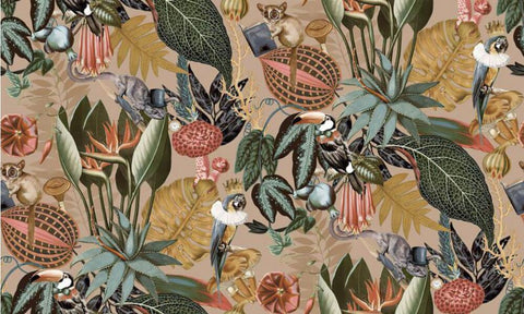 Image of Asian Inspired Animal Print Wallpaper Murals, Custom Sizes, Less Waste