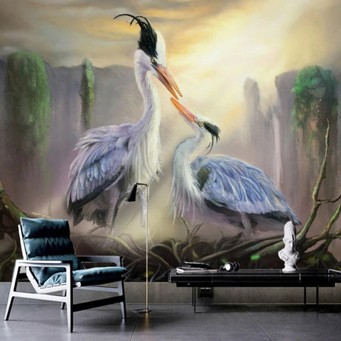 Image of Stunning Great Blue Herons Wallpaper Mural, Custom Sizes Available