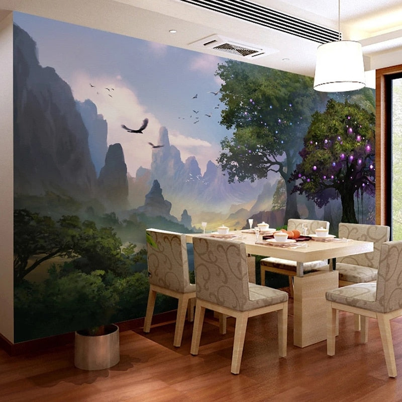 Mystical Valley Fantasy Wallpaper Mural, Custom Sizes Available