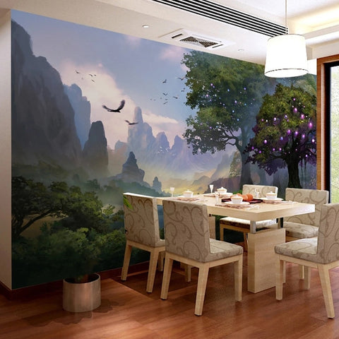 Image of Mystical Valley Fantasy Wallpaper Mural, Custom Sizes Available
