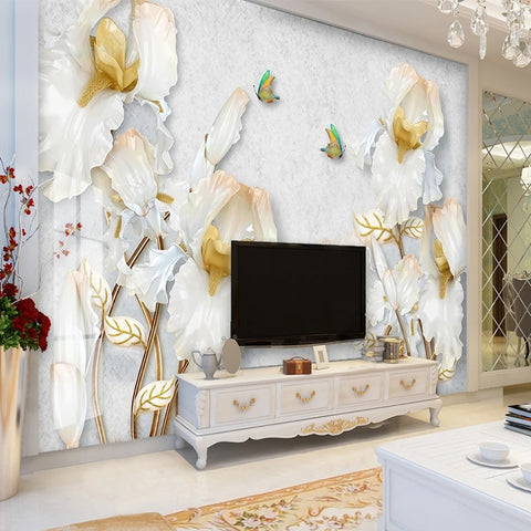 Image of Lovely White Bearded Iris Wallpaper Mural, Custom Sizes Available