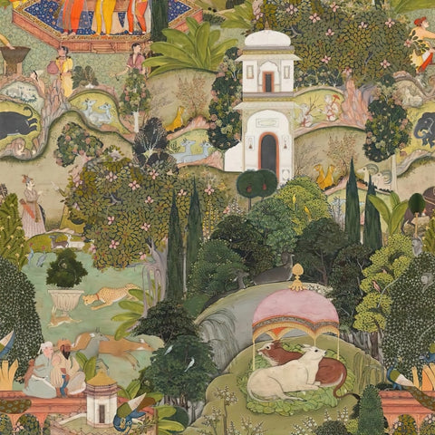 Image of Beautiful Asian Repeating Pattern Mural Wallpaper, Custom Sizes, Less Waste