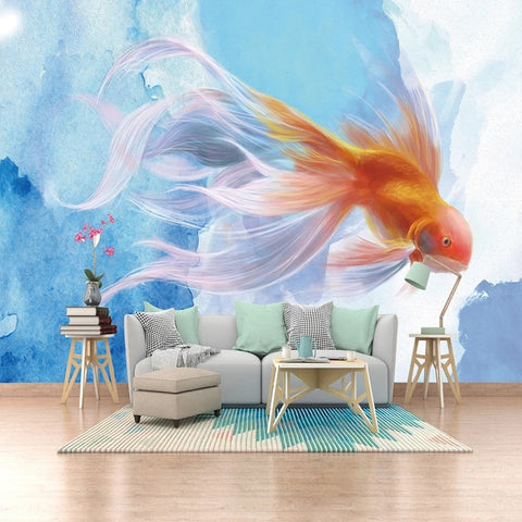 Image of Graceful Fancy Goldfish Wallpaper Mural, Custom Sizes Available