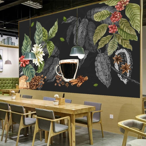 Image of Awesome Coffee Shop Background Wallpaper Mural, Custom Sizes Available