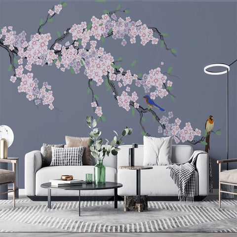 Image of Birds On Plum Blossom Wallpaper Mural, Custom Sizes Available