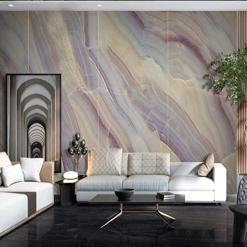 Awesome Purple/Tan/Blue Veined Marble Wallpaper Mural, Custom Sizes Available
