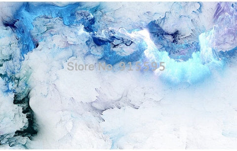 Image of Abstract Blue Cloud Wallpaper Mural, Custom Sizes Available Wall Murals Maughon's