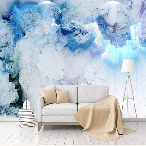 Image of Abstract Blue Cloud Wallpaper Mural, Custom Sizes Available Wall Murals Maughon's