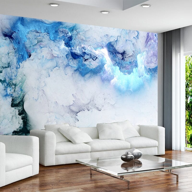 Abstract Blue Cloud Wallpaper Mural, Custom Sizes Available Wall Murals Maughon's Waterproof Canvas