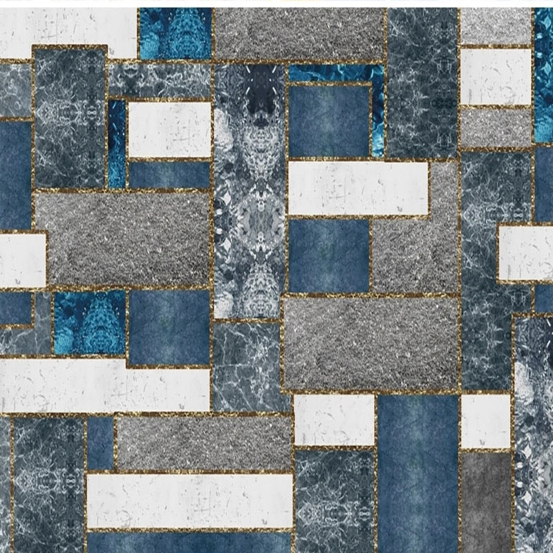 Abstract Blue/Gray/White Rectangular Geometric Wallpaper Mural, Custom Sizes Available Wall Murals Maughon's