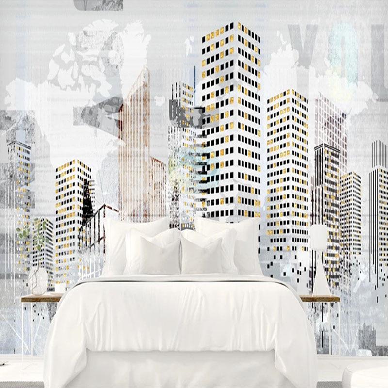 Abstract City Building Landscape Wallpaper Mural, Custom Sizes Available Household-Wallpaper Maughon's