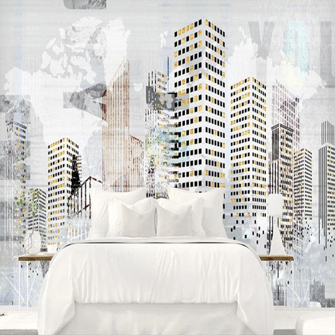 Image of Abstract City Building Landscape Wallpaper Mural, Custom Sizes Available Household-Wallpaper Maughon's 