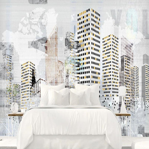 Image of Abstract City Building Landscape Wallpaper Mural, Custom Sizes Available Household-Wallpaper Maughon's